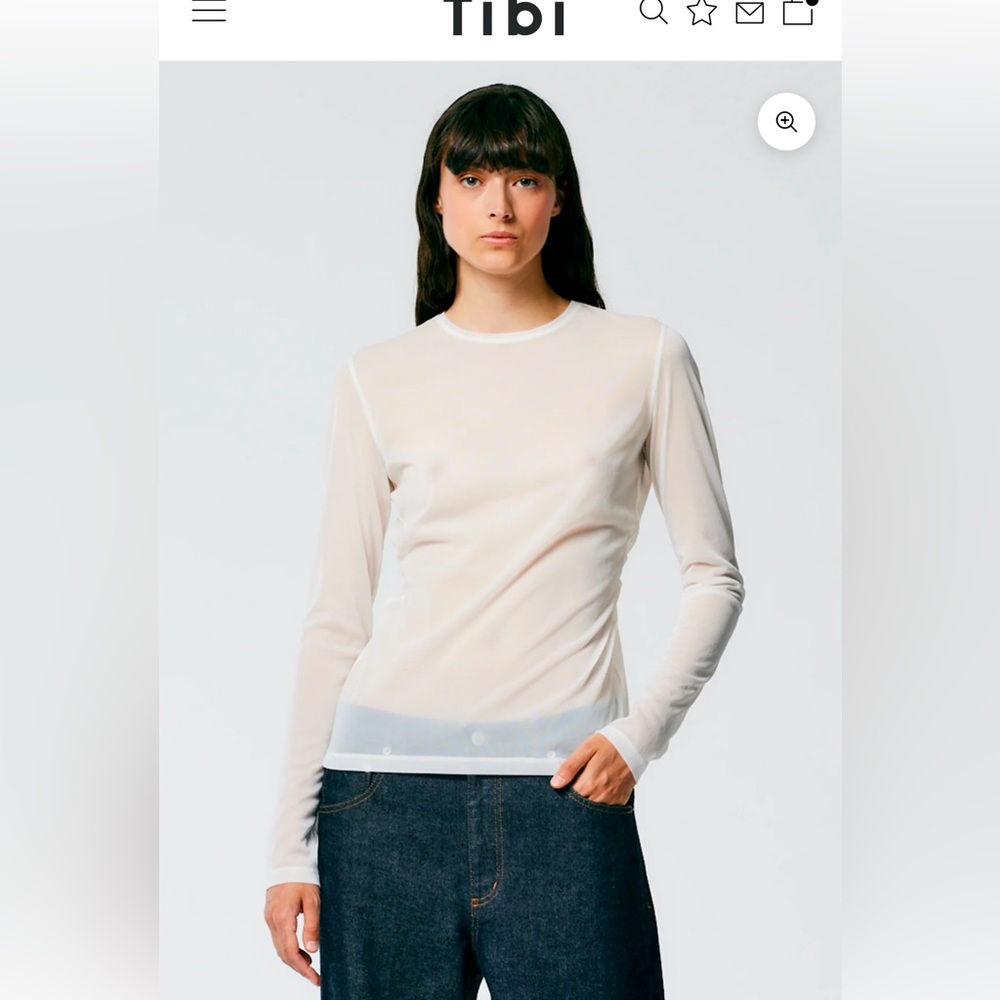Tibi sheer gauze long sleeve top with pintuck detail